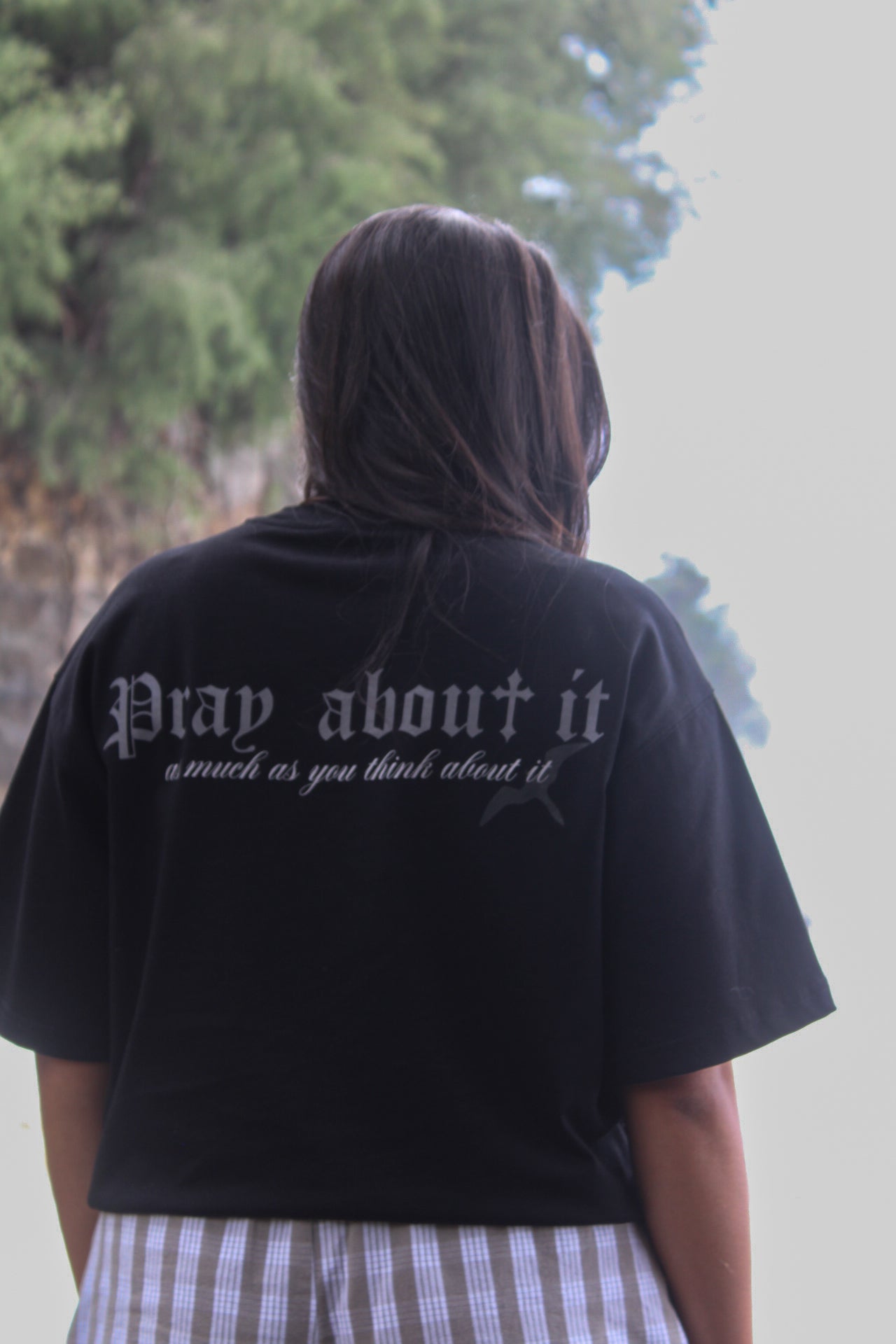 Pray About It Oversized Tee - Black