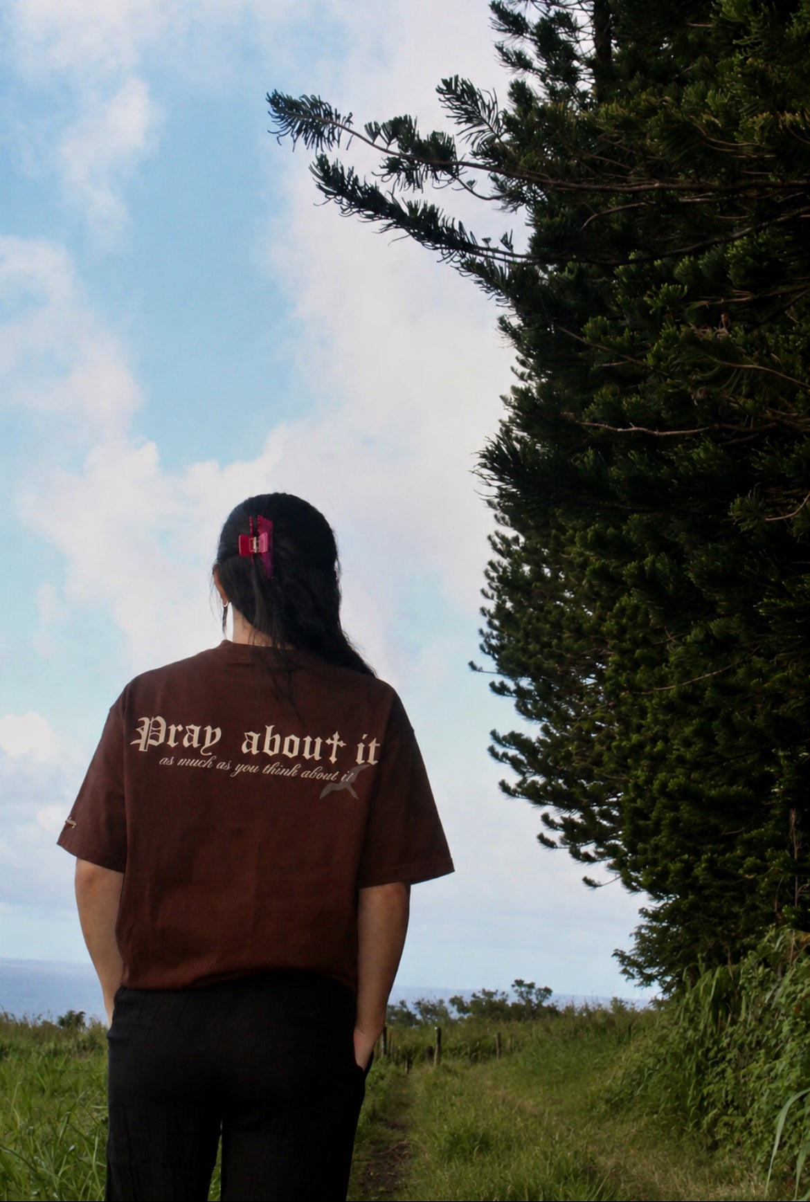 Pray About It Oversized Tee - Brown